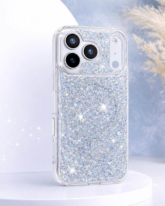 Diamond Glitter Phone Case, Clear Sparkle Magnetic Case, Shockproof Slim Protective Cover, Aesthetic Luxury Phone Case