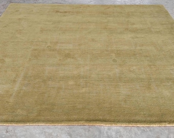 Olivgrüner Wollteppich, Fester Moosgrüner Teppich, Handgetufteter Teppich für Wohnzimmer, Minimalistischer Erdfarbenteppich, Teppich in Sondergrößen