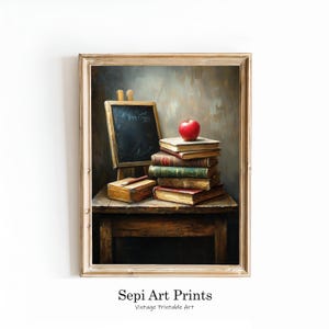 Vintage Books Chalkboard Print | Back to School Teacher Wall Art