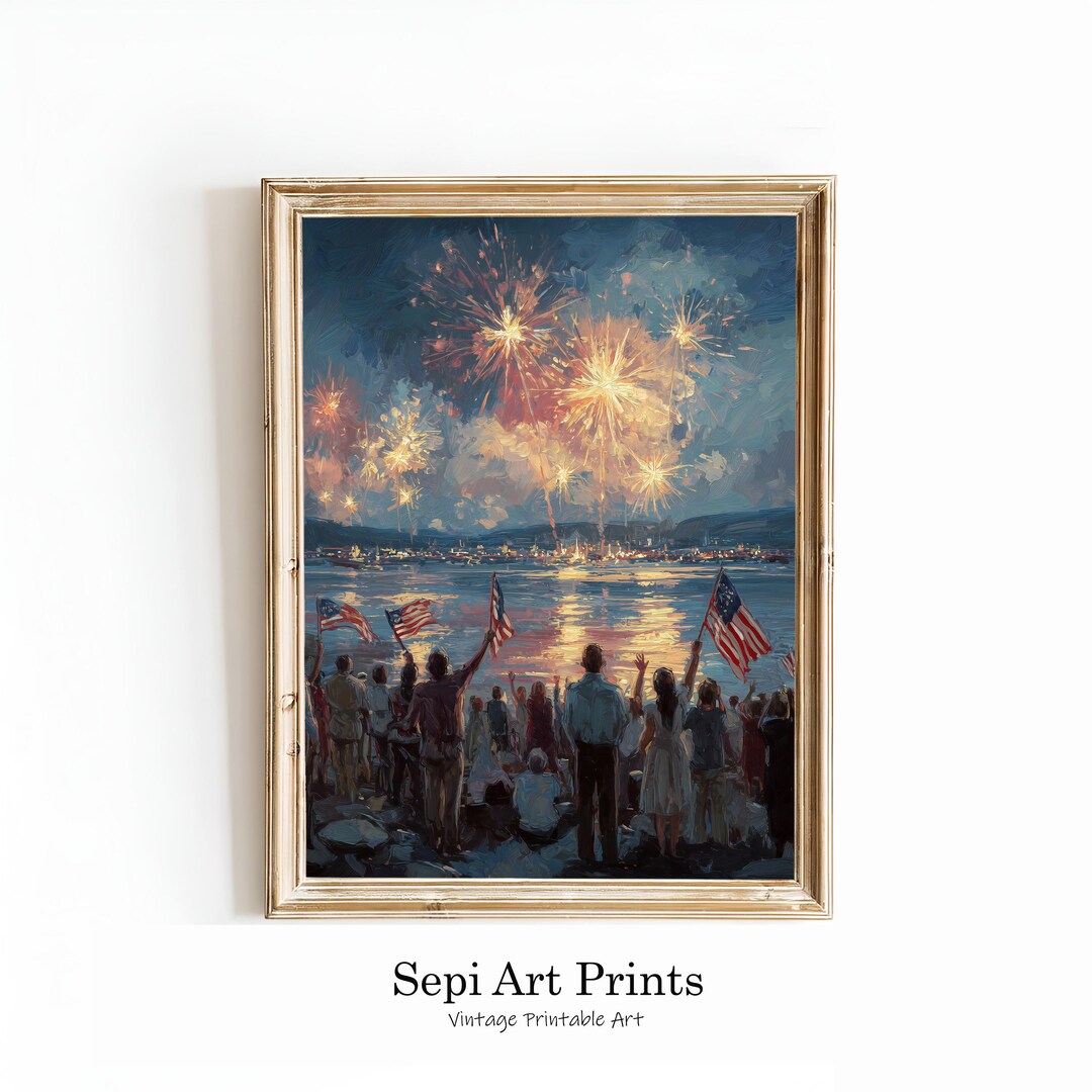 American Flag Fireworks Art | Patriotic Wall Art | 4th of July Painting ...