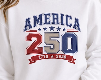 Borduurontwerp America 250, VS 250-jarig jubileum borduurbestand, 1776-2026, 4 juli, patriottisch borduurontwerp, Instant Download