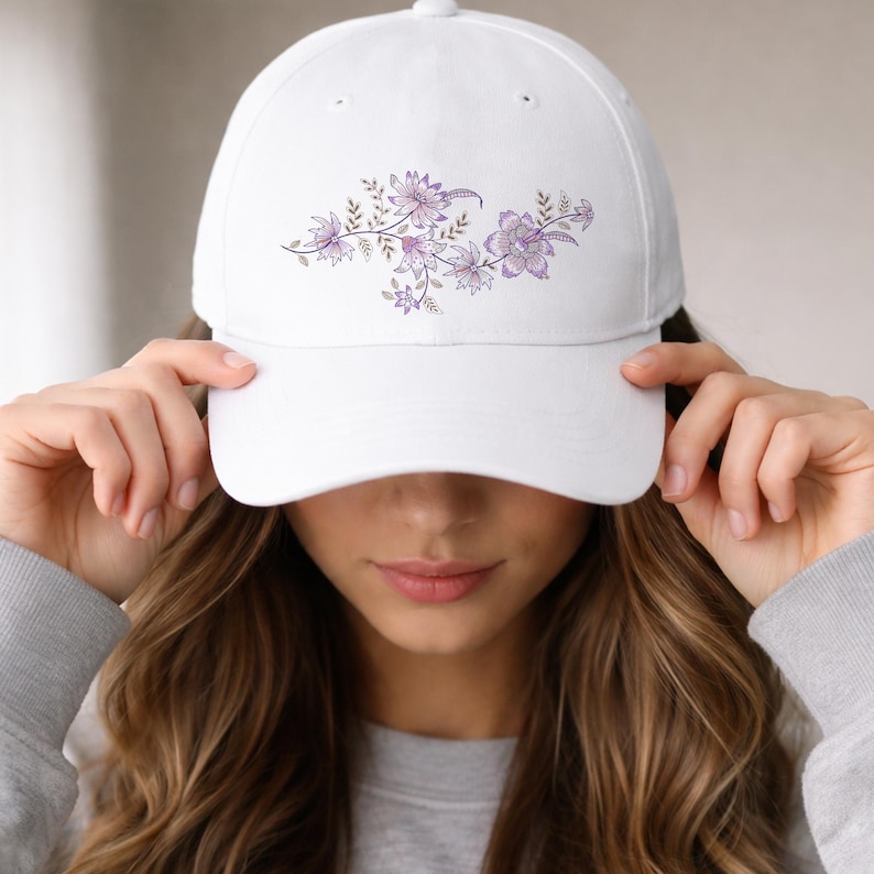 Purple Floral Embroidery Design, Elegant Flower Embroidery Pattern ...