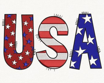 USA borduurwerk ontwerpen, USA Amerikaanse vlag brief borduurwerk ontwerpen, patriottische USA vlag patroon, patriottische 4 juli cadeau, digitale download
