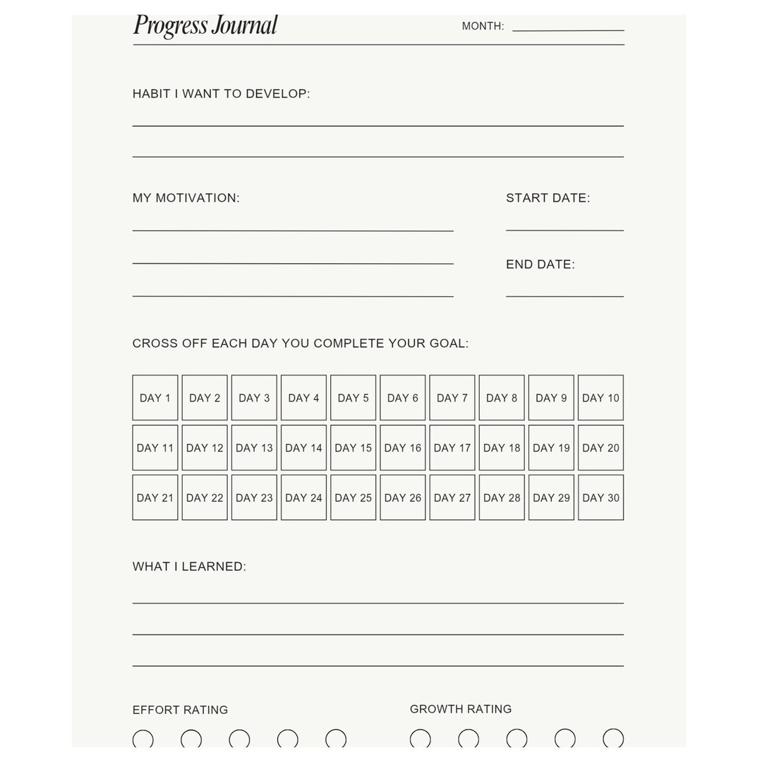 Daily Habit &amp; Recovery Tracker – Gentle 30-day Digital Journal (PDF ...