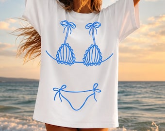 Mockup strandoversized T-shirt, wit T-shirt Lifestyle zomer, png (digitale download)