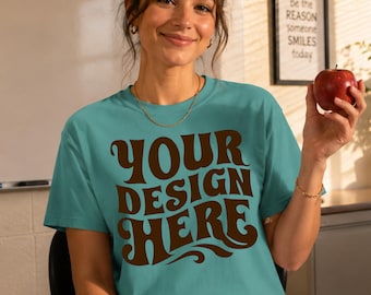 Leraar T-shirt Mockup Pack, Classroom Lifestyle Mockup, Leeg T-shirt Mockup, Back to School Mockup, Comfort Kleuren Stijl Mockup Bundel