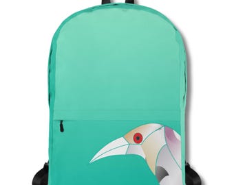 Bird Illustration Backpack – Artistic Urban Design by Barafusta