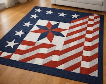 Heritage Star Quilt Pattern 3177T – American Flag Patchwork Bed Quilt Design
