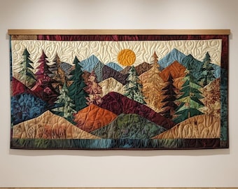 Threaded Horizons 2233 - Mountain Landscape Art Quilt Pattern, Modern Nature Wall Hanging