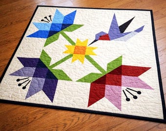 Hummingbird Floral Quilt Pattern 3248T – Nature Garden Patchwork Design (40 x 40 inches)