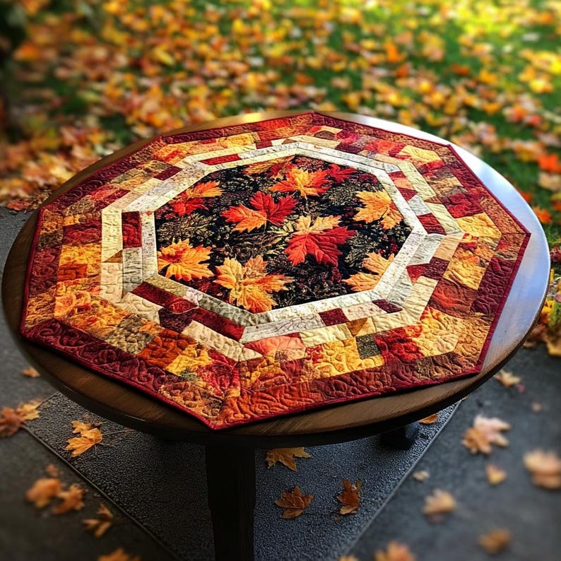 October Hug 2632T - Autumn Leaves Octagon Table Topper Pattern - Etsy