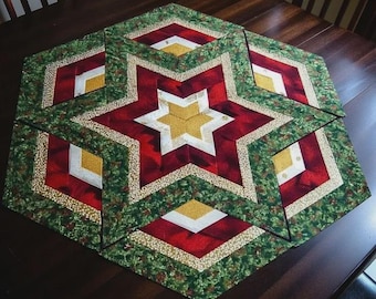 Gilded Noel 2912T - Christmas Table Topper Pattern, Holiday Star Quilt Design