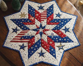 Americana Star Table Topper Pattern 3244T – Patriotic 4th of July Quilt Design