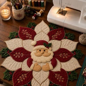 Poinsettia Joy 03551T - Christmas Quilt Pattern, Christmas Wall Hanging, Door Decor, Table Topper