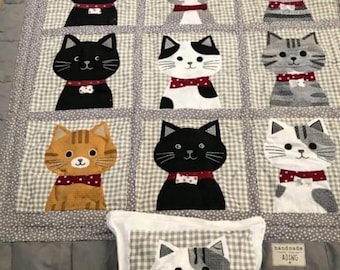 Cozy Cats 03252T Quilt Pattern, Patchwork Feline Nursery Blanket, Handmade Cat Lover Decor