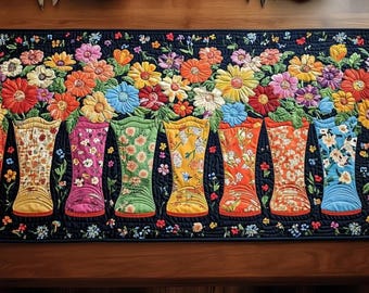 Bootiful Blooms 2210 - Floral Garden Pattern, Spring Applique Patchwork Design