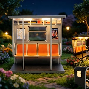 Lampe de rame de métro, veilleuse vintage de rame de métro de New York, lampe LED imprimée en 3D avec 3 posters interchangeables