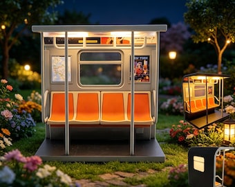 Subway Train Lamp, Vintage New York Subway Train Night Light 3D Printed LED Lamp with 3 Interchangeable Posters
