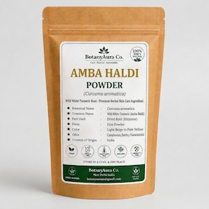 Amba Haldi-poeder - Wilde witte kurkumawortel - Curcuma Aromatica Kruidenhuidverzorgingsingrediënt