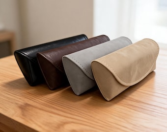 Retro Leather Glasses Case Classic Travel Eyewear Holder Unisex Sunglasses Organizer for Men Women Kids