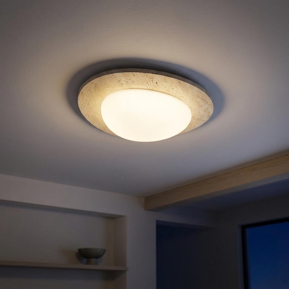 Wabi Sabi Ceiling Light Natural Stone LED Light Japanese Style Minimalist Cream Ceiling Lamp Bedroom Living Room Lighting
