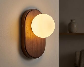 Japanese Wood Wall Lamp Nordic Glass Sconce Bedroom Living Room Decorative Aisle Light Home Decor