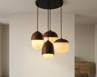 Nordic Wood Grain Pendant Light Japanese Style Hanging Lamp Modern Chandelier