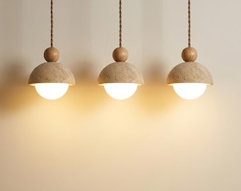 Wabi Sabi Stone Pendant Light Travertine Chandelier Japanese Minimalist Ceiling Lamp Kitchen Bedroom Home Decor