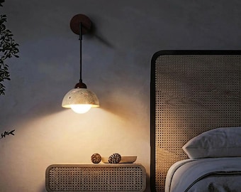 Wabi Sabi Wall Lamp Natural Stone LED Light Japanese Minimalist Bedside Wall Sconce Warm Home Decor Lighting
