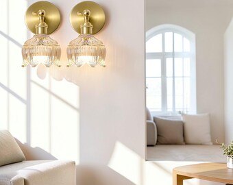 Retro Rechargeable Wall Lamp Battery Powered Dimmable 15 Colors Remote Control Cordless Glass Shade Bedroom Living Room