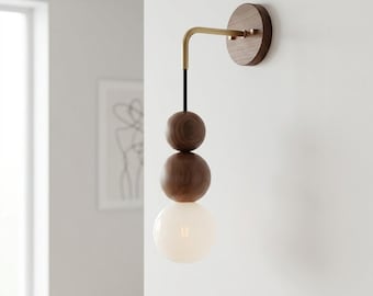 Vintage Wall Lamp Walnut Wood Copper Light Japanese Style Wall Sconce Bedroom Bedside Living Room Hallway Lighting