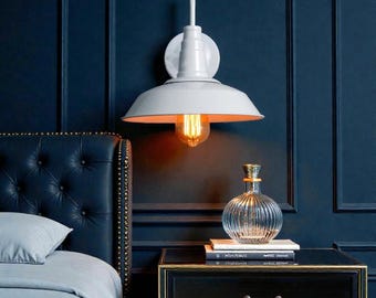 Industrial Wall Sconce Light White Metal Barn Lamp Farmhouse Bedroom Lighting Spring Summer Home Gift
