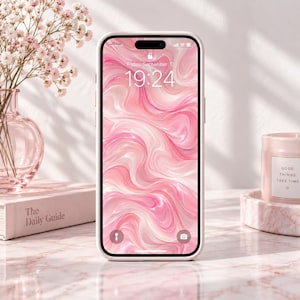 Pink Swirl Marble Wallpaper | 3D Abstract Lockscreen (Digital Download)
