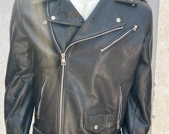 Herren Schwarze Leder Bikerjacke Motorrad Lederjacke Punk Rock Jacke Moto Jacke Klassische Brando Jacke