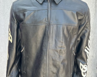 Heren Echt Leren Indian Motorcycle Jas Rider Group Grafische Biker Jas