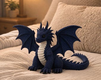 Dragão de crochê Amigurumi | Molde em PDF feito à mão | Download digital instantâneo