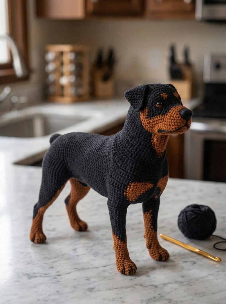 Handmade Crochet Rottweiler Dog - Realistic Amigurumi Pet - Digital ...
