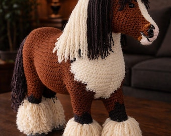 Padrão de crochê para cavalo feito à mão - Download digital, crie seu próprio cavalo de pelúcia