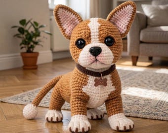 Padrão de crochê para cachorro – Tutorial de brinquedo amigurumi Buddy (Download digital)