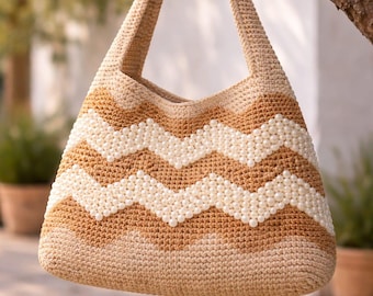 Bolsa de crochê feita à mão - Ondas de Pérola | Produto digital e estilo boho exclusivo7