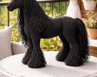 Padrão de Cavalo de Crochê – Tutorial de Artesanato de Boneca Amigurumi (Download Digital)