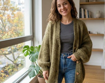 Cardigã Moss Mohair – Suéter de Crochê Artesanal | Receita Digital de Nível Intermediário