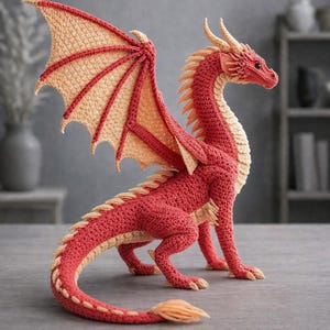 Digitaal patroon voor gehaakte draak – Handgemaakt, amigurumi-draak DIY, direct downloaden