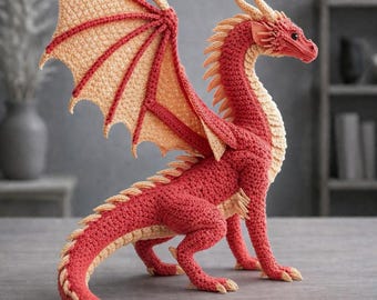Molde digital para dragão de crochê – Artesanato feito à mão, dragão amigurumi faça você mesmo, download instantâneo