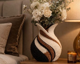 Padrão de vaso de crochê moderno, decoração texturizada para casa (download em PDF)