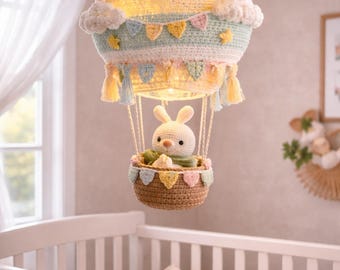 Padrão de balão de ar quente em crochê para decoração de quarto de bebê (download em PDF)