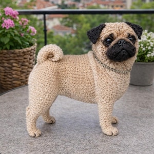 Patrón de amigurumi de carlino a crochet - Descarga digital para principiantes