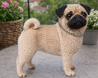 Padrão de crochê Amigurumi Pug - Download digital para iniciantes
