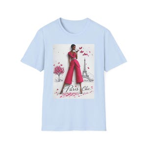 Koszulka z ilustracją modową Paris Chic | Wieża Eiffla, różowa haute couture zdjęcie 10