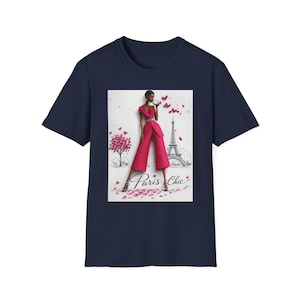 Koszulka z ilustracją modową Paris Chic | Wieża Eiffla, różowa haute couture zdjęcie 12